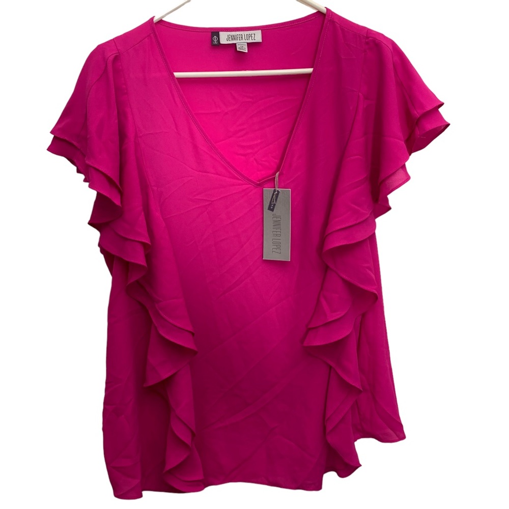 Jennifer Lopez Hot Pink Ruffle Top NWT